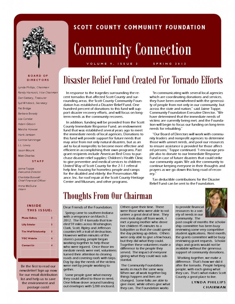 Spring 2012 Newsletter