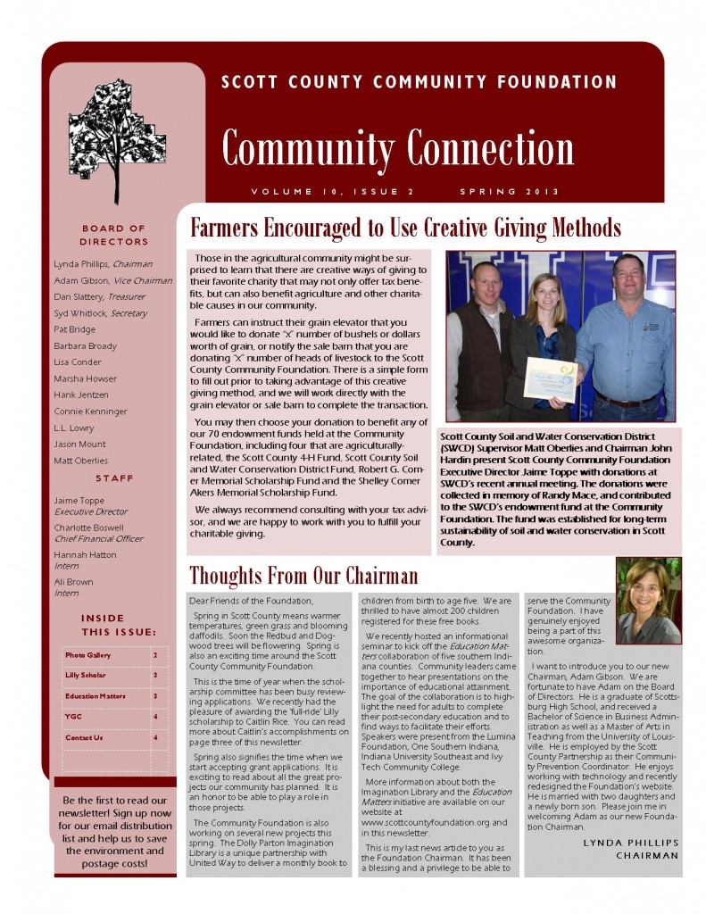 Spring 2013 Newsletter