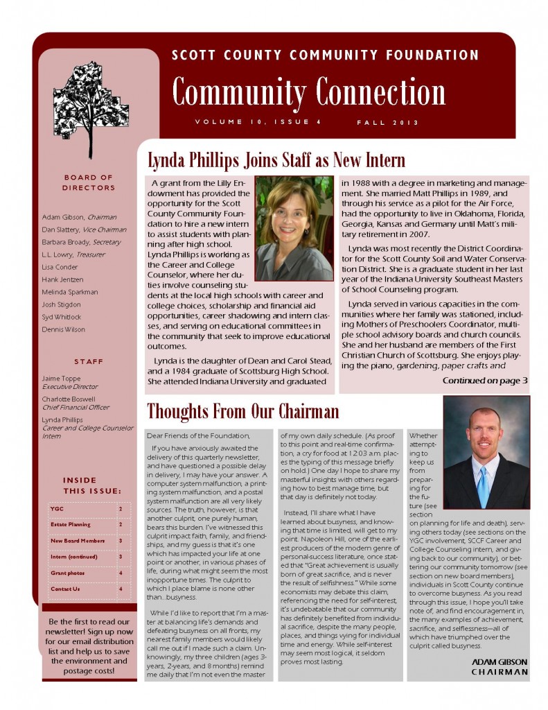 Fall 2013 Newsletter