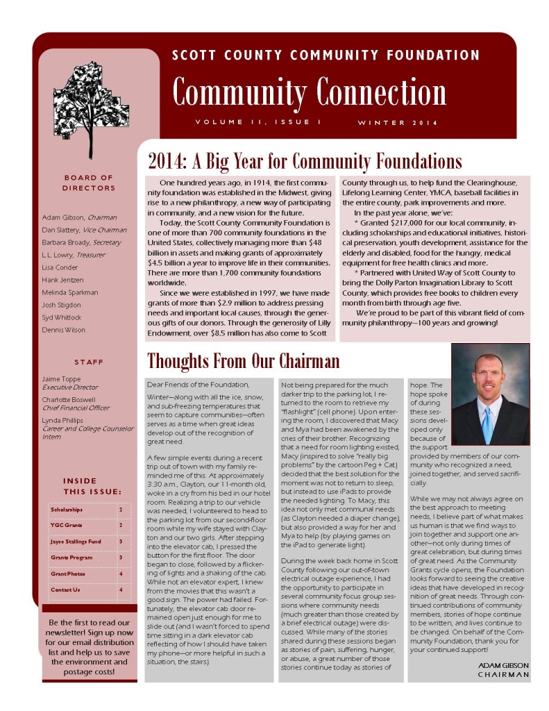 Winter 2014 Newsletter