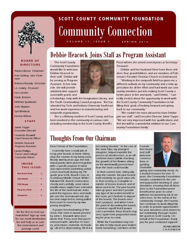 Spring 2014 Newsletter