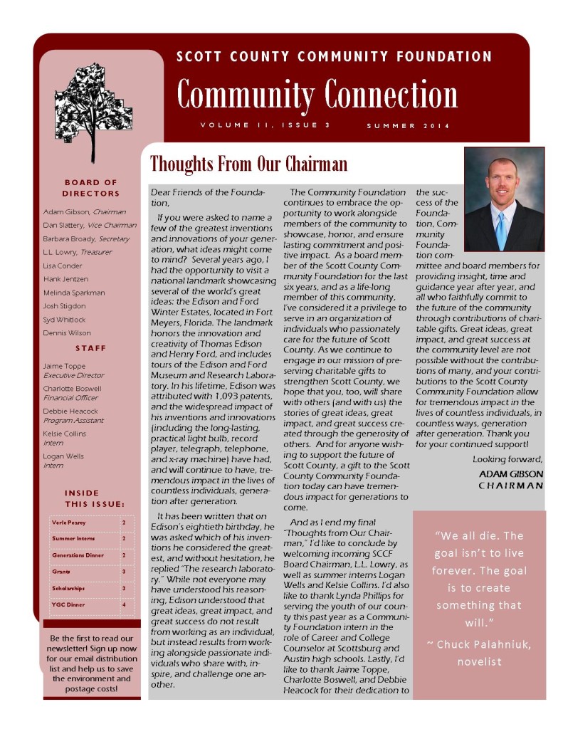 Summer 2014 Newsletter