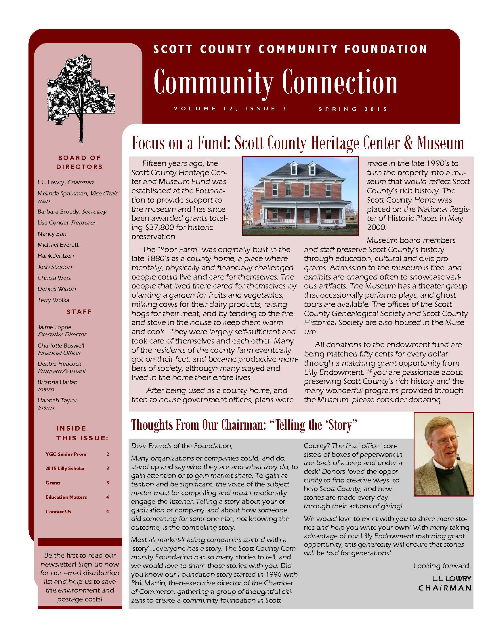 Spring 2015 Newsletter