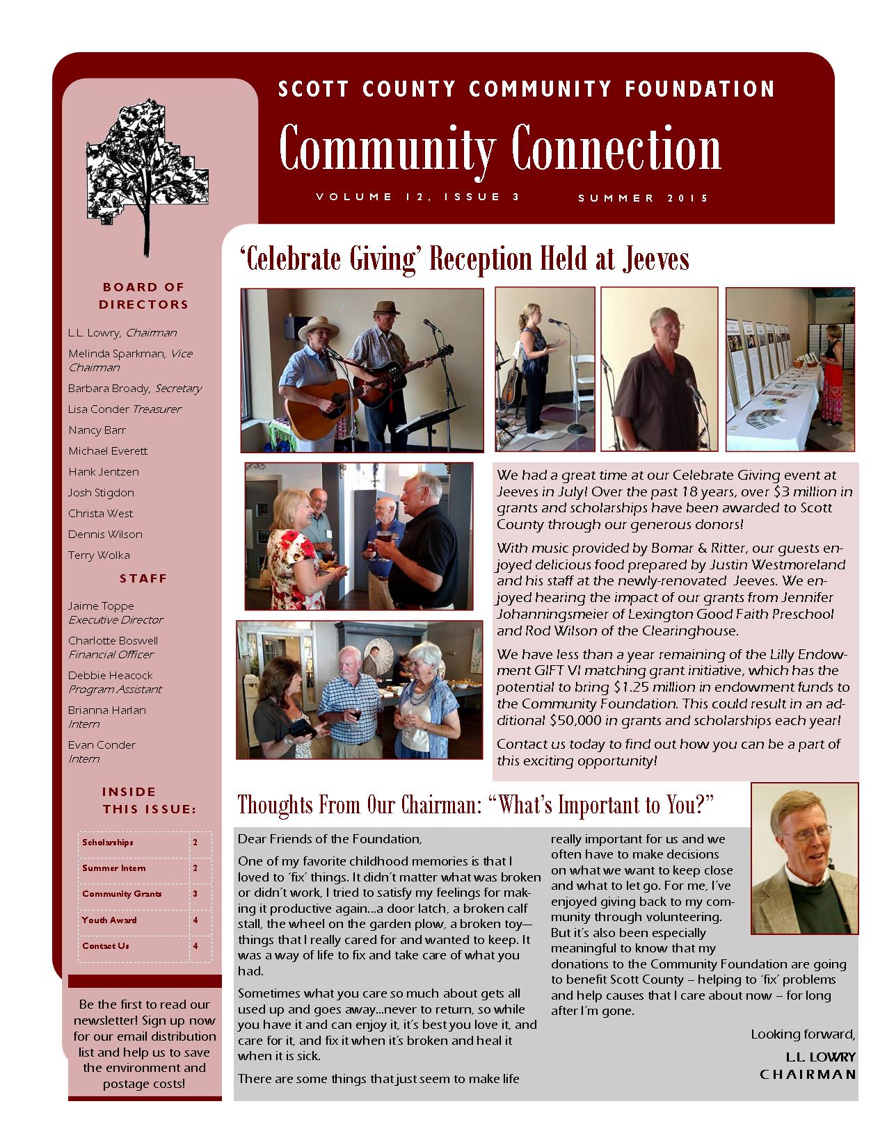 Summer 2015 Newsletter