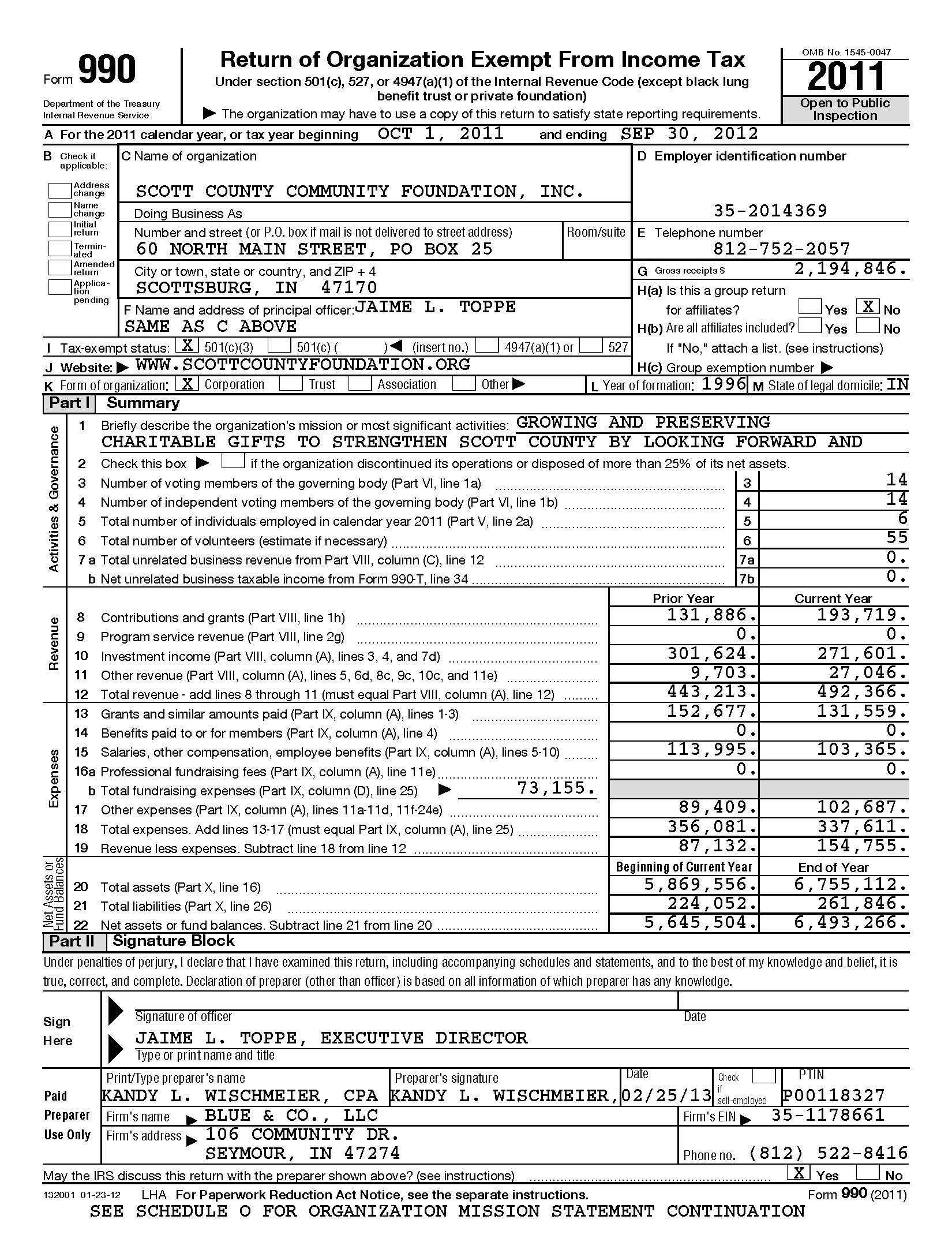 2011 IRS 990 Report