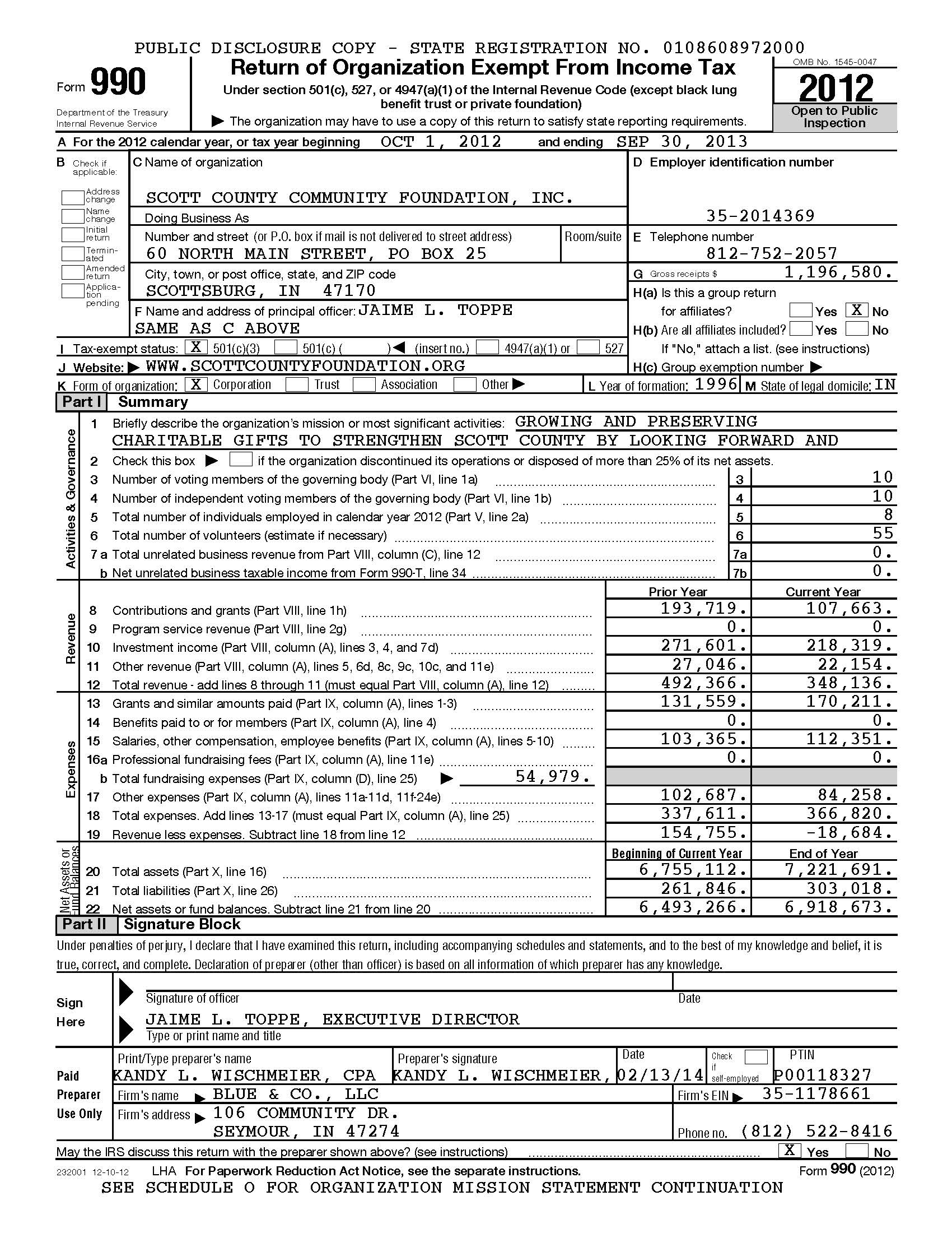 2012 IRS 990 Report